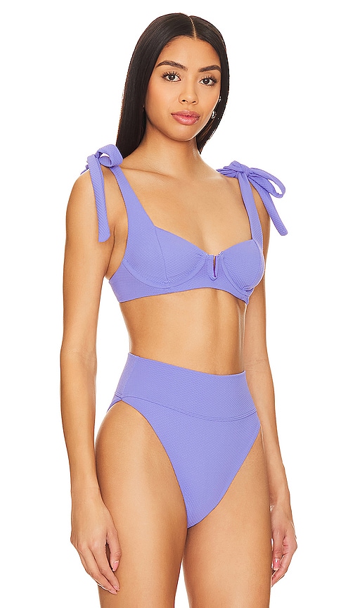 Shop Beach Riot Blair Bikini Top In Periwinkle Waffle