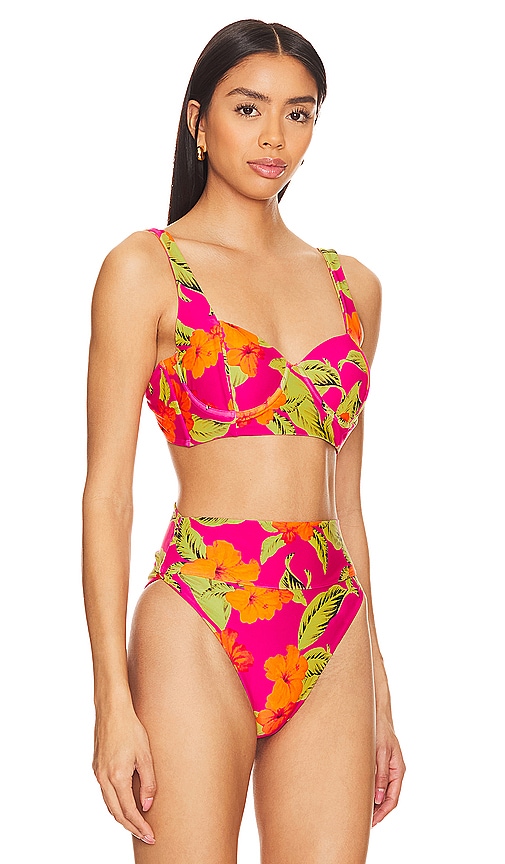 Shop Beach Riot Paulina Bikini Top In Hibiscus Sunset