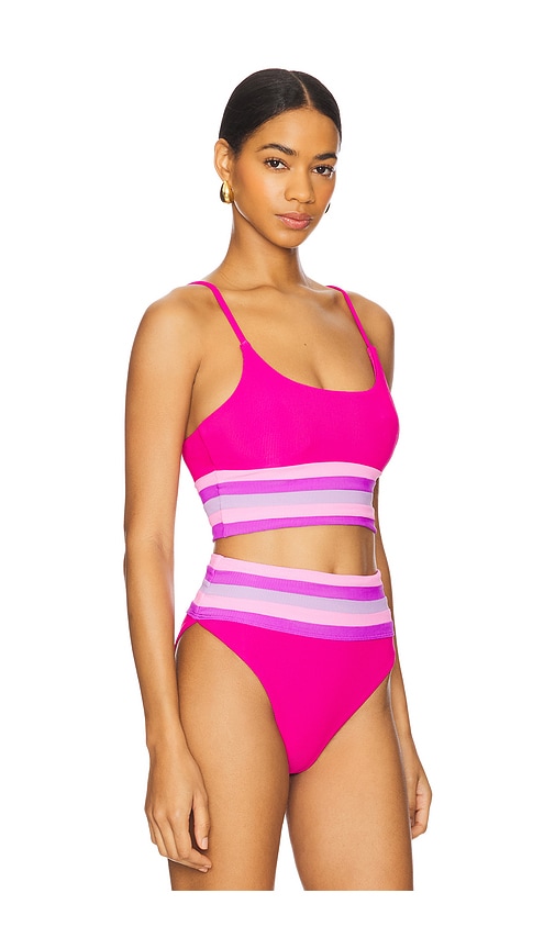 Shop Beach Riot Mae Bikini Top In Raspberry Colorblock