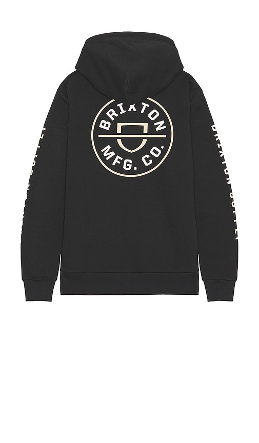 Shop Brixton Crest Hoodie In Black  Sand  & White