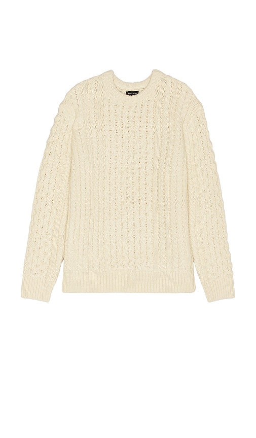 Shop Brixton Classic Fisherman's Cable Knit Sweater In Cream