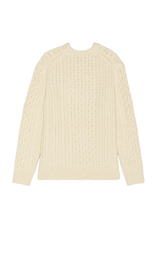 Shop Brixton Classic Fisherman's Cable Knit Sweater In Cream