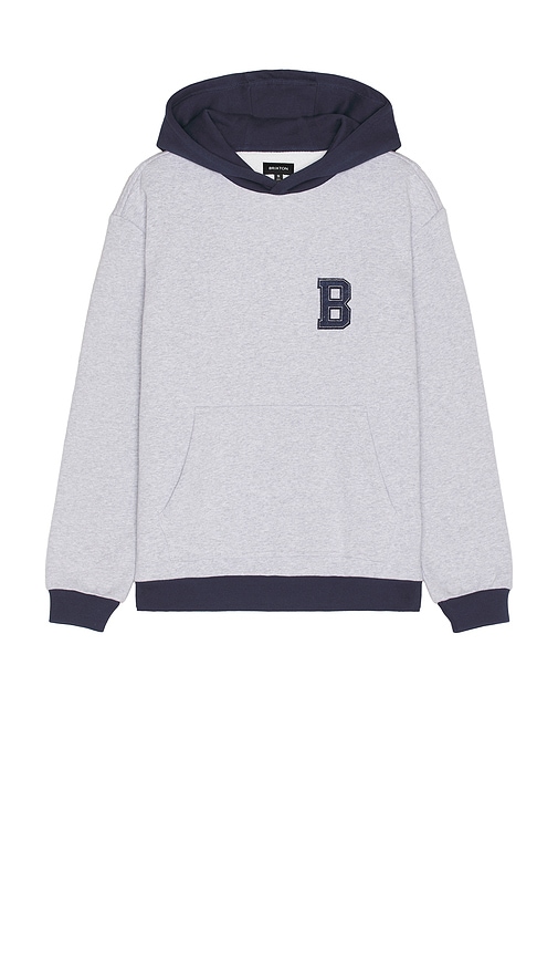 Brixton Retro Heavyweight Relaxed Hoodie In Light Grey