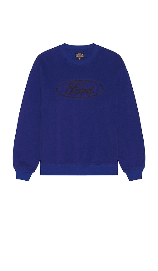 Brixton X Ford Number One Relaxed Fleece Crew Sweatshirt In Blue
