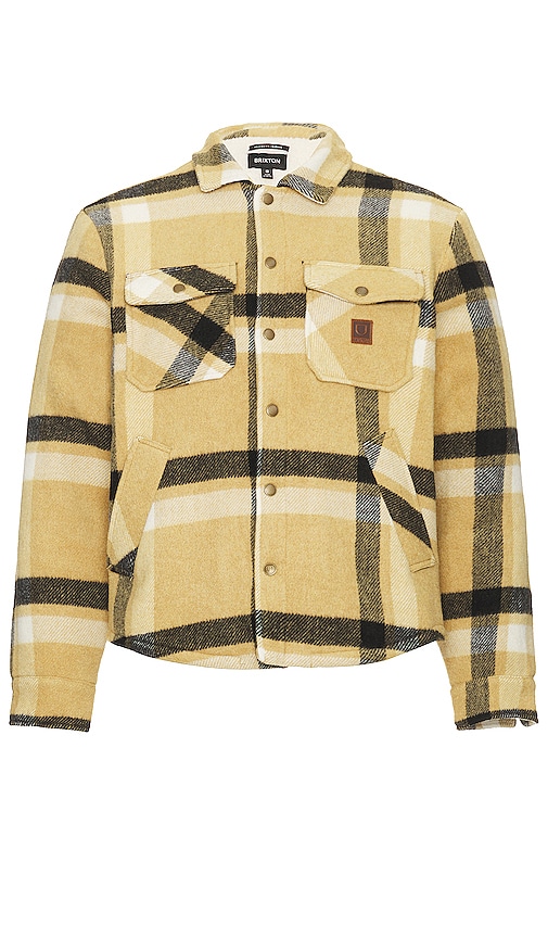 Brixton Durham Sherpa Lined Jacket In Antelope  Off White & Black
