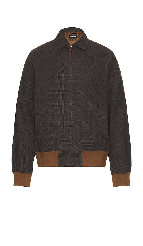 Brixton Dillinger Houndstooth Bomber Jacket In Black Houndstooth
