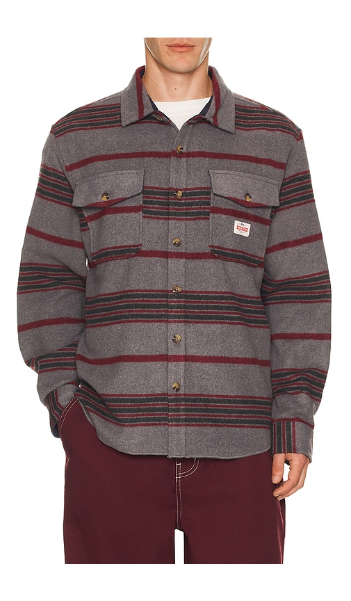 Brixton Altered Threads Overshirt In Burgundy