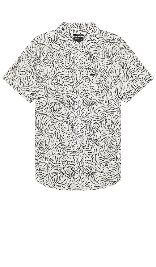 Shop Brixton Charter Print Short Sleeve Shirt In Off White & Black Ripple