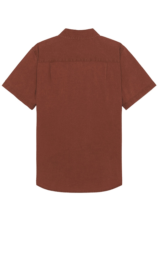 Shop Brixton Charter Sol Wash Short Sleeve Shirt In Sepia Sol Wash
