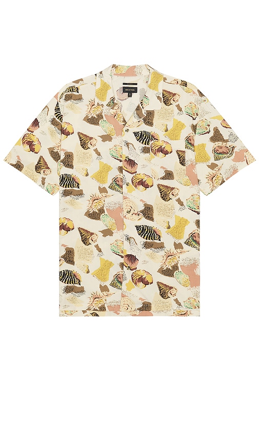 Shop Brixton Bunker Reserve Short Sleeve Camp Collar Shirt In Multi Color Shell