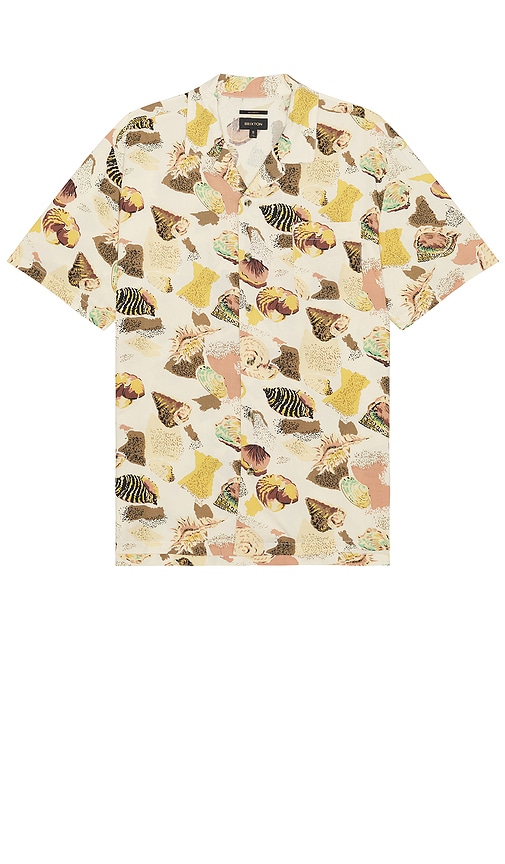 Shop Brixton Bunker Reserve Short Sleeve Camp Collar Shirt In Multi Color Shell