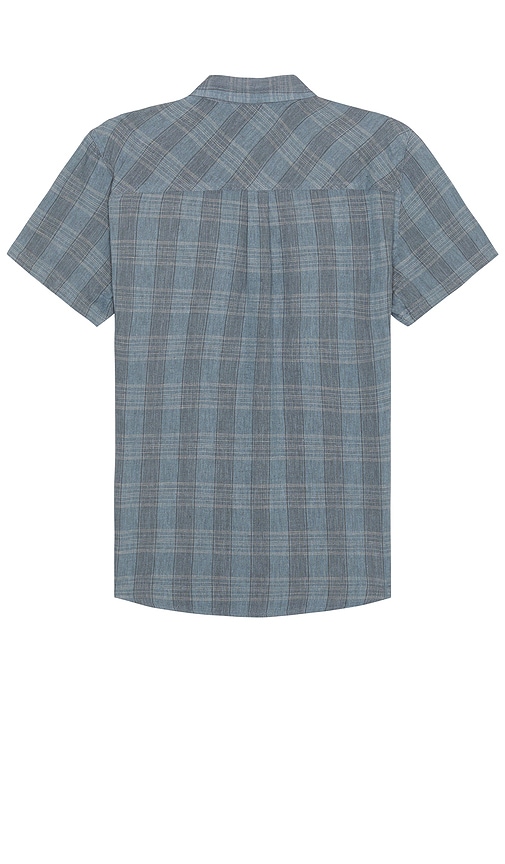 Shop Brixton Memphis Linen Blend Short Sleeve Shirt In Flint Stone Blue & Cinder Grey