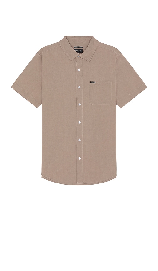 Shop Brixton Charter Sol Wash Short Sleeve Shirt In Cinder Grey Sol Wash