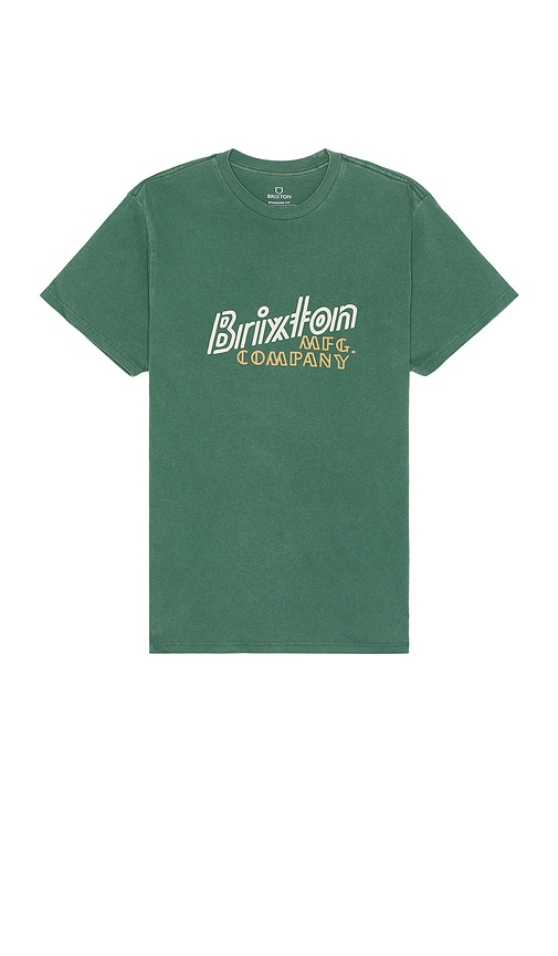 Shop Brixton Gustin Short Sleeve Tailored Tee In Trekking Green Worn Wash