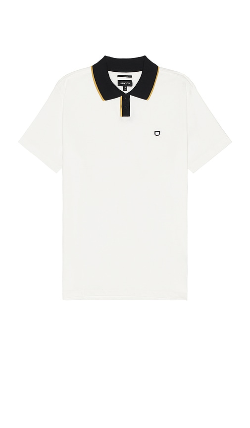 Shop Brixton Mod Flex Short Sleeve Polo In 米白&黑色