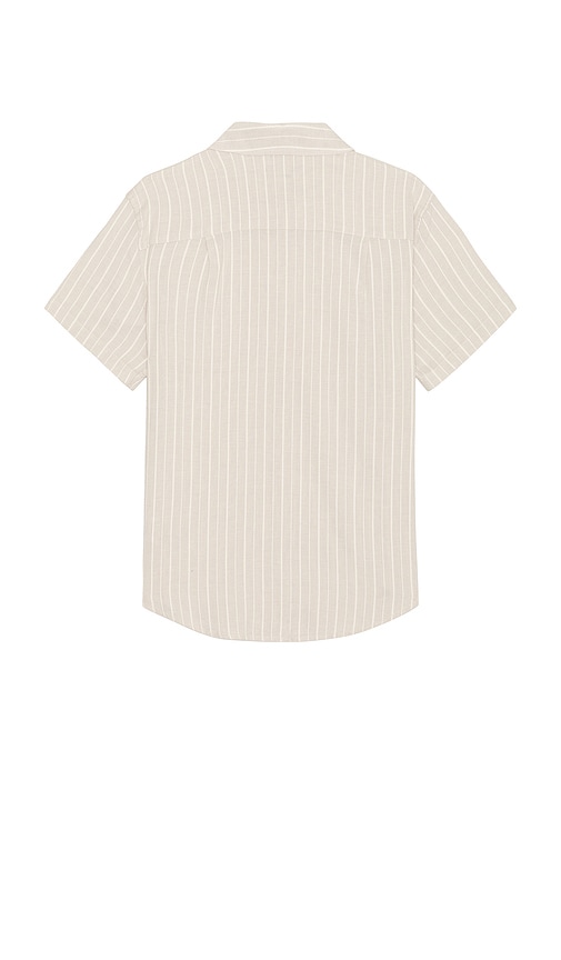 Shop Brixton Charter Stripe Sleeve Shirt In Off White & Cinder Grey