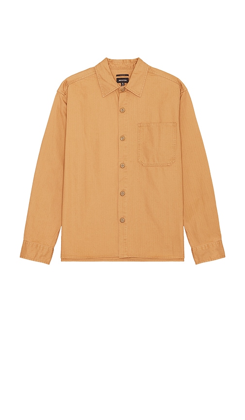 Shop Brixton Selden Overshirt In Tobacco Brown