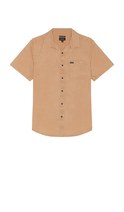 Shop Brixton Charter Shirt In Burro Brown Sol Wash