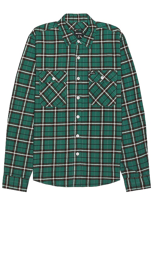 Brixton Bowery Summer Weight Flannel Shirt In Green