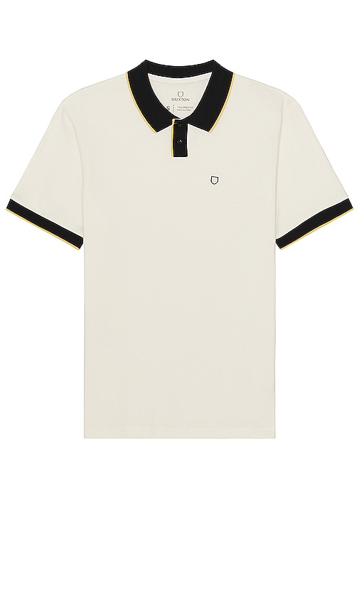 Brixton Proper Short Sleeve Polo In Off White/black