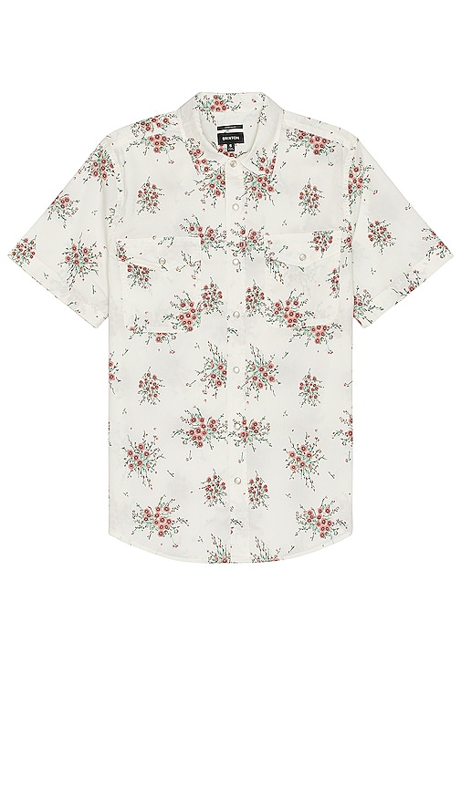 Brixton Wayne Short Sleeve Shirt In Off White Wild Floral