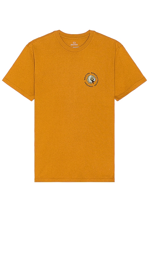 Shop Brixton Rival Stamp Tee In Golden Brown & Oatmeal Classic Wash