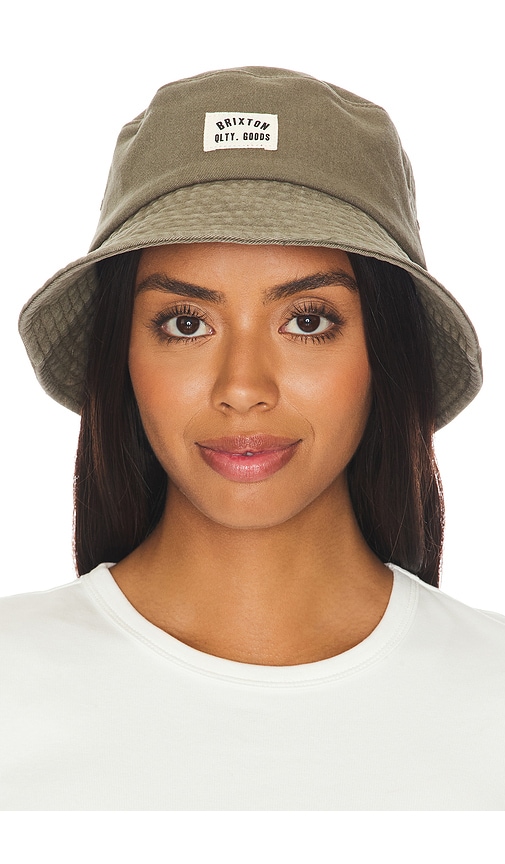 Shop Brixton Woodburn Packable Bucket Hat In Vetiver Sol Wash