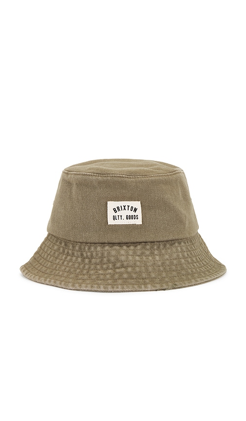 Shop Brixton Woodburn Packable Bucket Hat In Vetiver Sol Wash