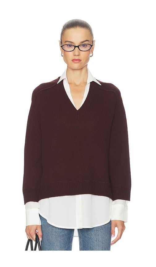 Brochu Walker V-neck Layered Pullover In Animal Print