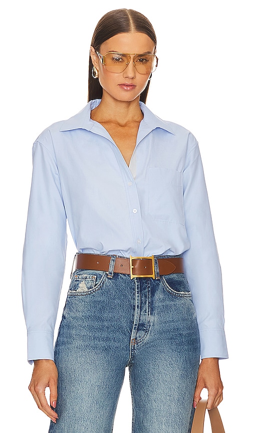 Brochu Walker Everyday Topstitch Button-down Shirt In Oxford Blue