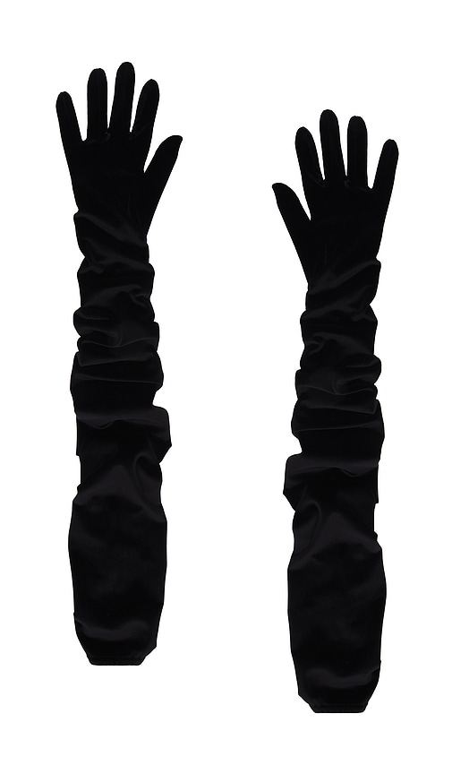 Bronx And Banco Velvet Opera Gloves In Black