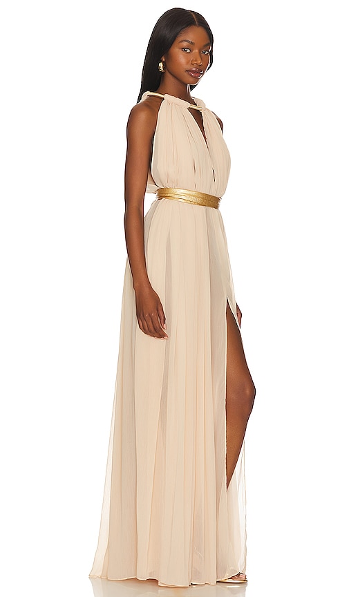 Shop Bronx And Banco Japera Halter Neck Gown In Cream