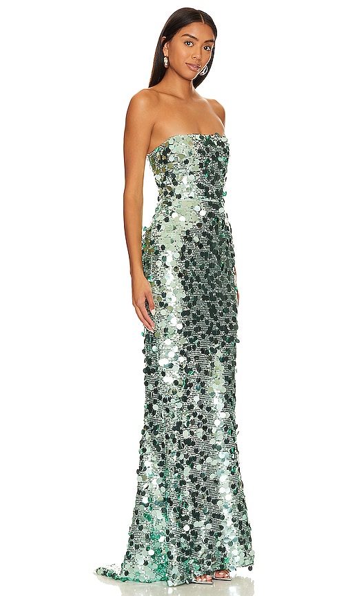 Shop Bronx And Banco Farah Strapless Gown In Green & Multi