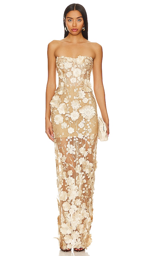 Jasmine Maxi Dress in Gold & Floral