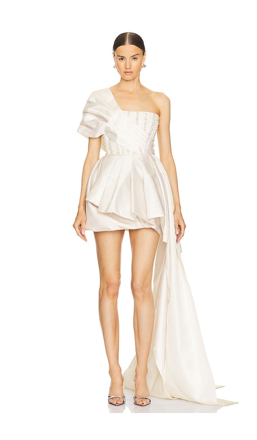 Bronx And Banco Genevive Blanc High Low Dress In Cream