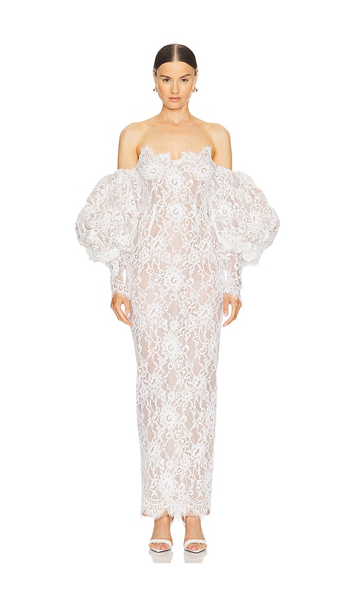 Bronx And Banco Colette Blanc Off The Shoulder Gown In White