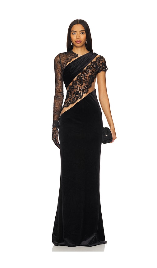 Shop Bronx And Banco Cobra One Shoulder Gown In Black