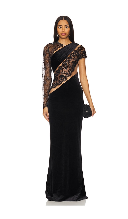 Shop Bronx And Banco Cobra One Shoulder Gown In Black