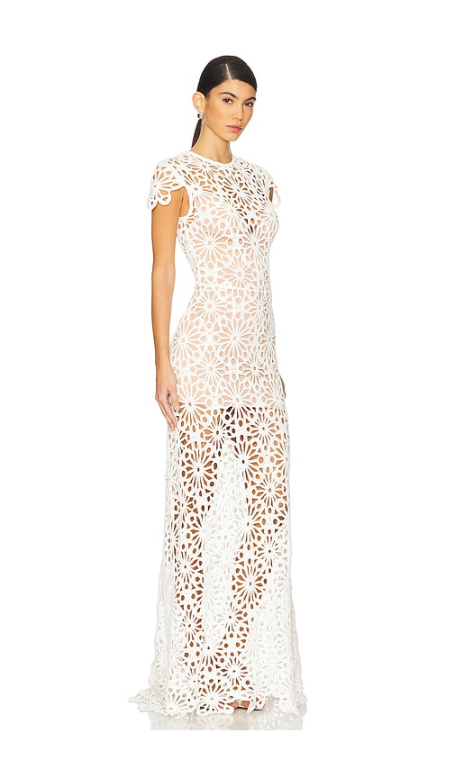 Bronx And Banco Marley Cap Sleeve Crochet Maxi Dress In White