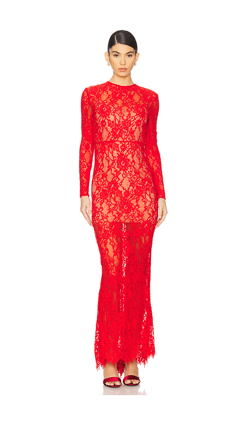 Bronx And Banco Electra Lace Gown In Red