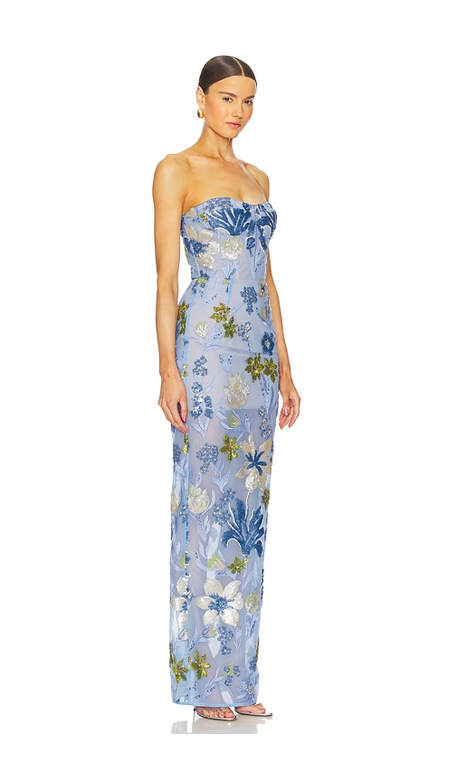 Bronx And Banco Dahlia Maxi Dress In Baby Blue Multi