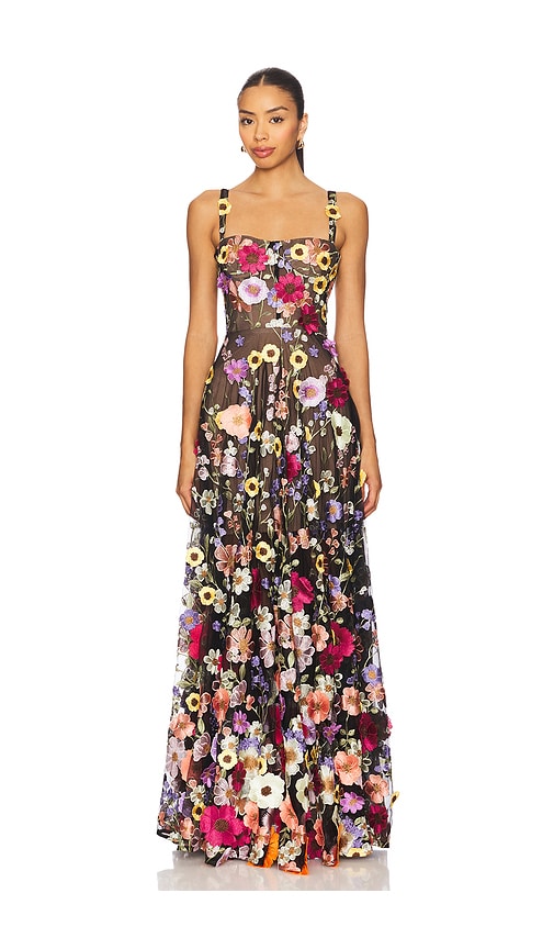 Jasmine Floral Maxi Dress in Black. - size S (also in M, XS)