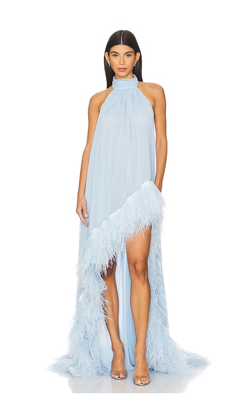 Bronx And Banco Madeline Halterneck Gown In Blue