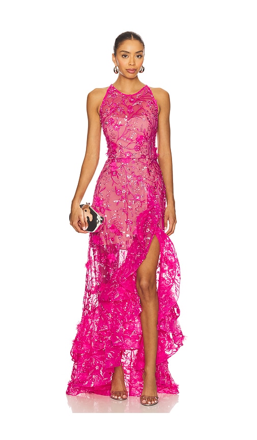 x REVOLVE Sicilia Sequin Maxi Dress in Pink. - size S (also in L, XS)