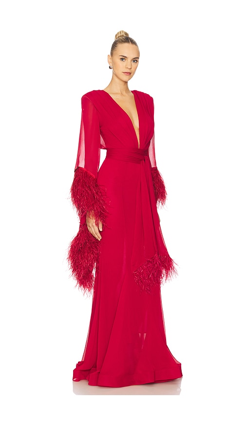 Bronx And Banco Geisha V-neck Gown In Red