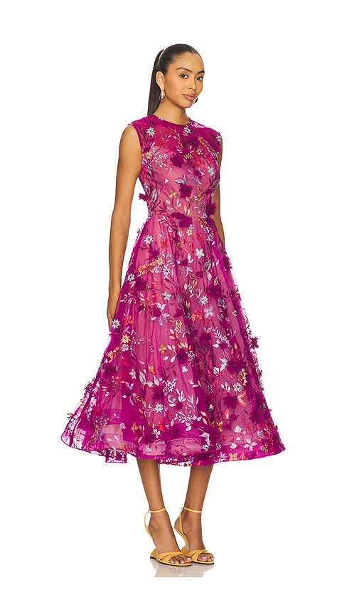 Bronx And Banco Saba Floral-embroidered Sleeveless Midi Dress In Multi