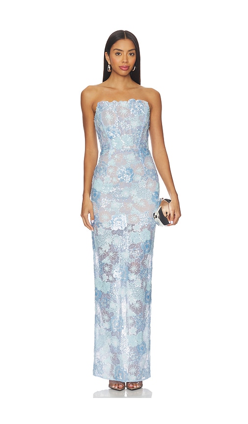 Bronx And Banco Farah Ocean Blue Sequin Maxi Dress In Blue