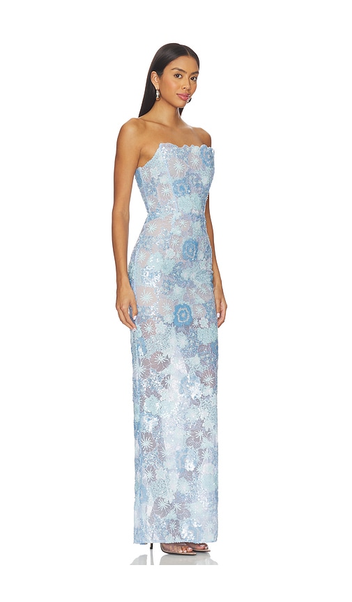 Bronx And Banco Farah Ocean Blue Sequin Maxi Dress In Blue