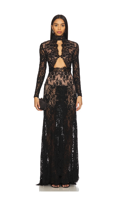 Bronx And Banco Eleanor Lace Gown In Black
