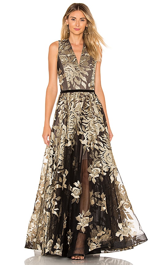 Bronx and Banco Golden Rose Gown in Gold & Black | REVOLVE